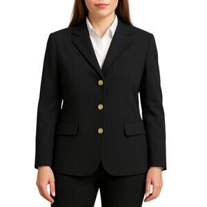 L.L.Bean Women’s 16P Black Blazer 3-Button Gold Buttons Jacket